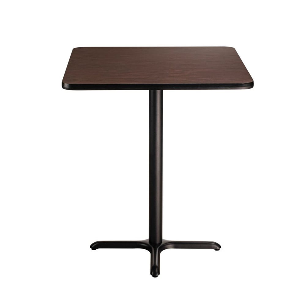 National Public Seating CT33636XDMY 36" Square Dining Height Table - Mahogany Laminate Top, Black Metal Base