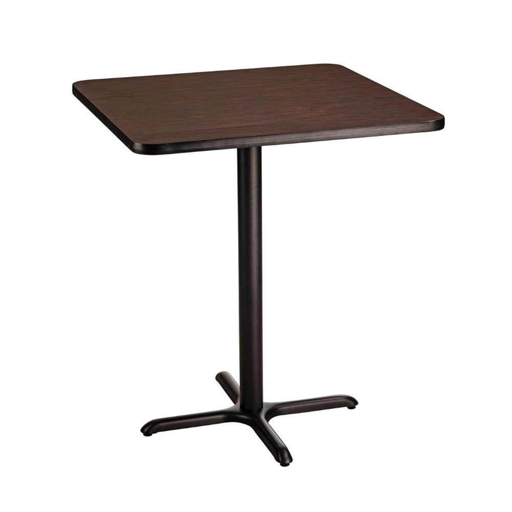National Public Seating CT34242XBMY 42" Square Bar Height Table - Mahogany Laminate Top, Black Metal Base