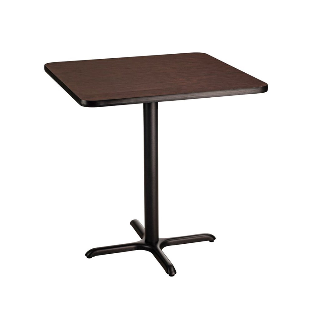 National Public Seating CT34242XCMY 42" Square Counter Height Table - Mahogany Laminate Top, Black Metal Base