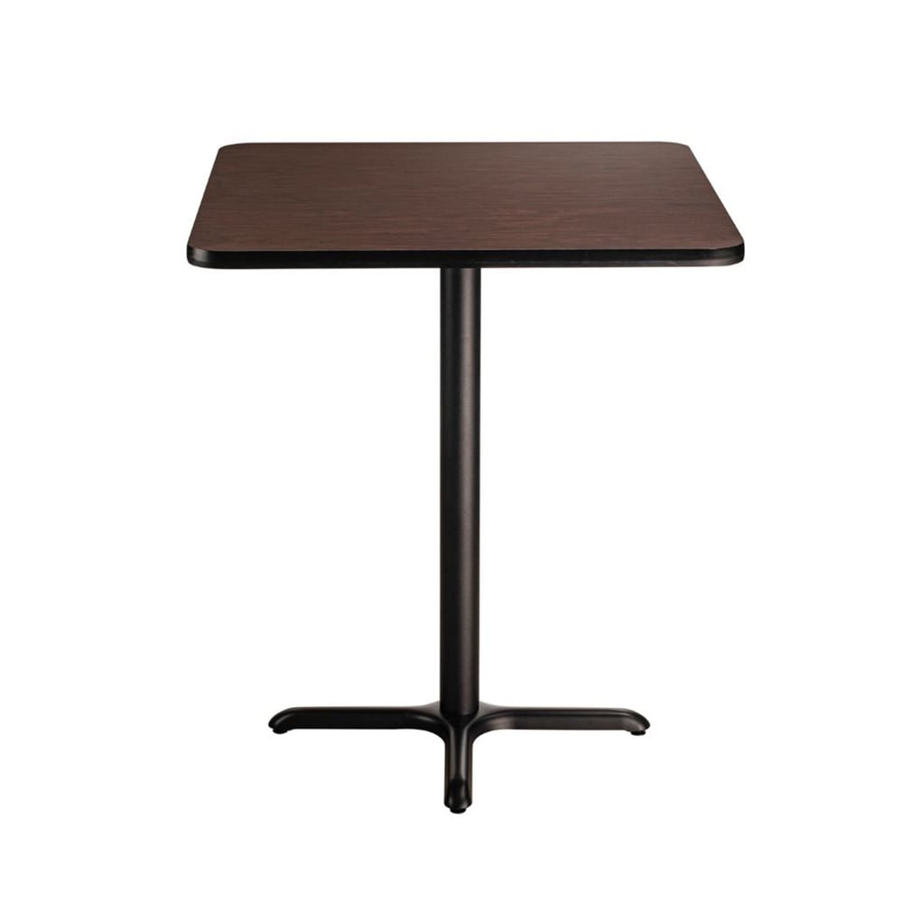 National Public Seating CT34242XDMY 42" Square Dining Height Table - Mahogany Laminate Top, Black Metal Base