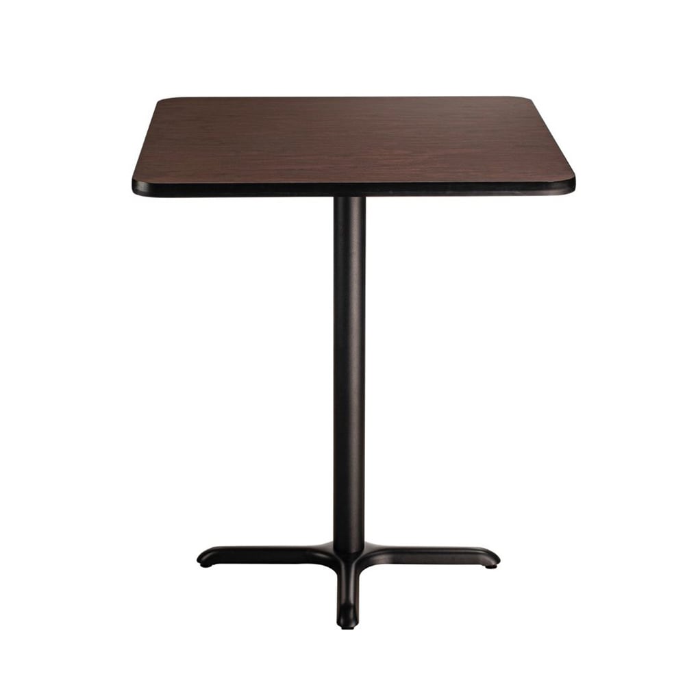 National Public Seating CT34848XDMY 48" Square Dining Height Table - Mahogany Laminate Top, Black Metal Base