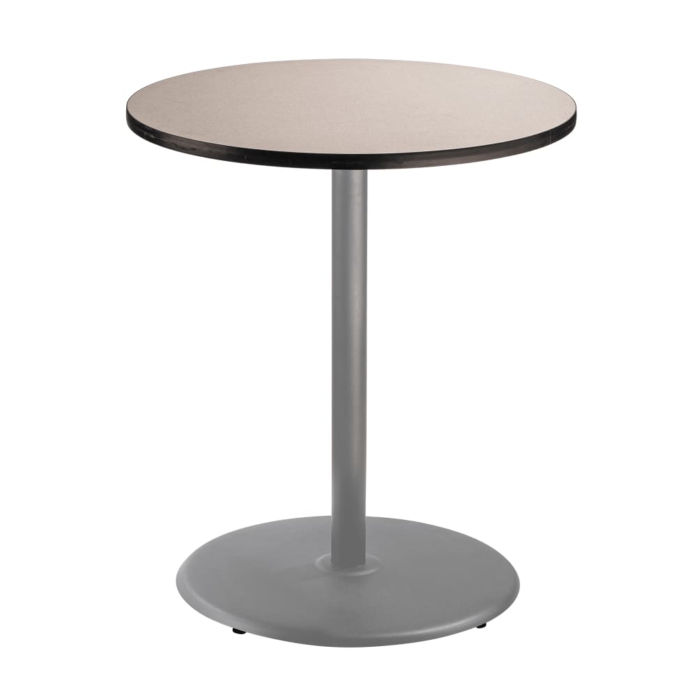 National Public Seating CTG13636RBPBTMGY 36" Round Bar Height Table - Grey Nebula Laminate Top, Steel Base