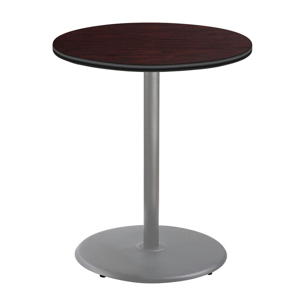 National Public Seating CTG13636RBPBTMMY 36" Round Bar Height Table - Mahogany Laminate Top, Steel Base