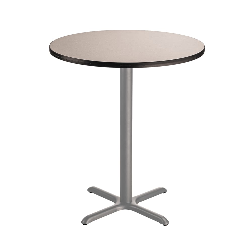 National Public Seating CTG13636XBPBTMGY 36" Round Bar Height Table - Grey Nebula Laminate Top, Steel Base