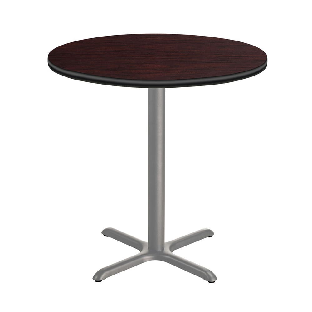 National Public Seating CTG13636XCPBTMMY 36" Round Counter Height Table - Mahogany Laminate Top, Steel Base