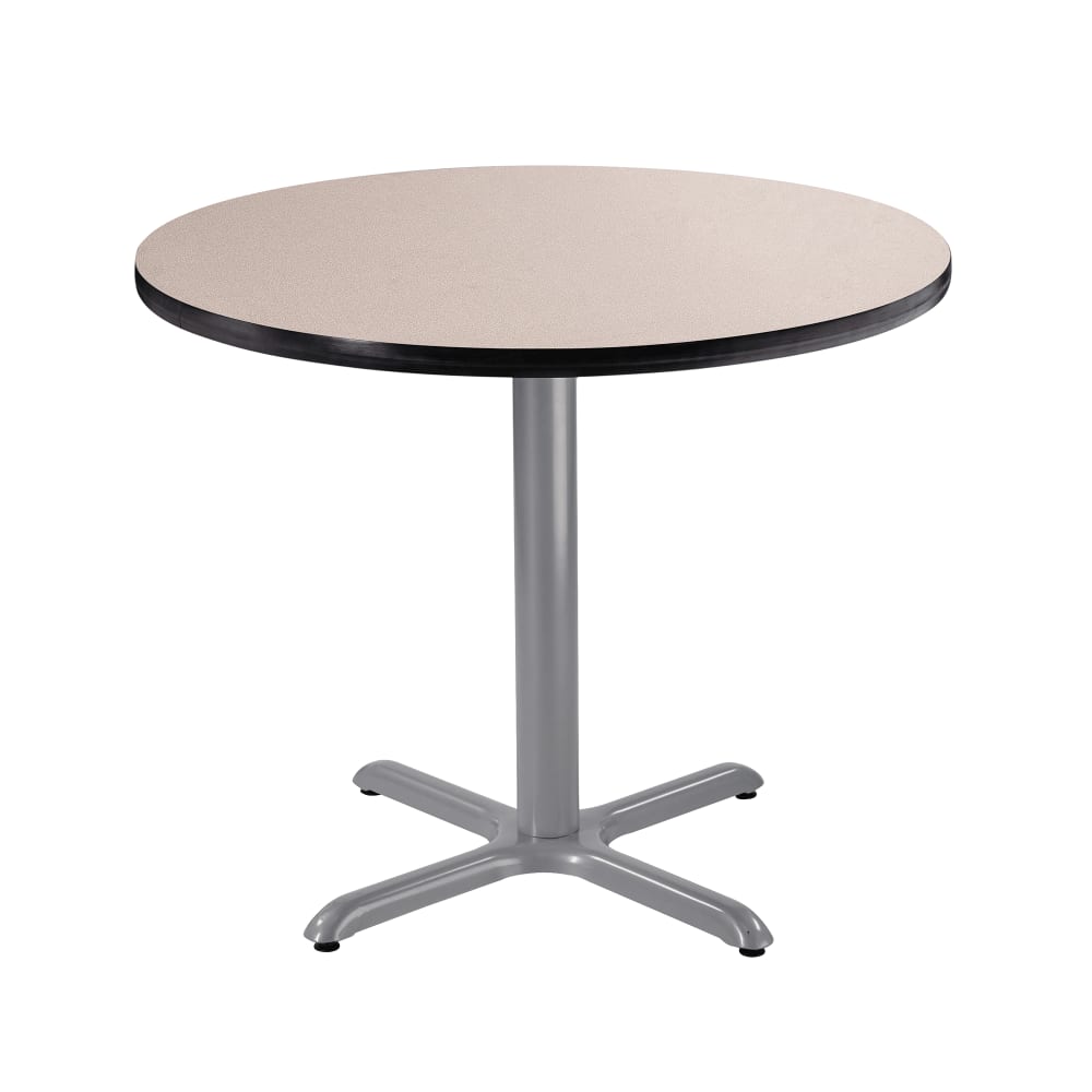 National Public Seating CTG13636XDPBTMGY 36" Round Dining Height Table - Grey Nebula Laminate Top, Steel Base
