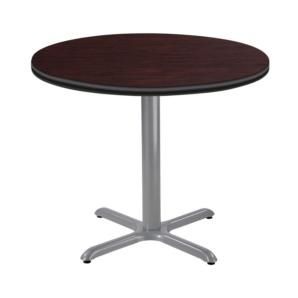 National Public Seating CTG13636XDPBTMMY 36" Round Dining Height Table - Mahogany Laminate Top, Steel Base
