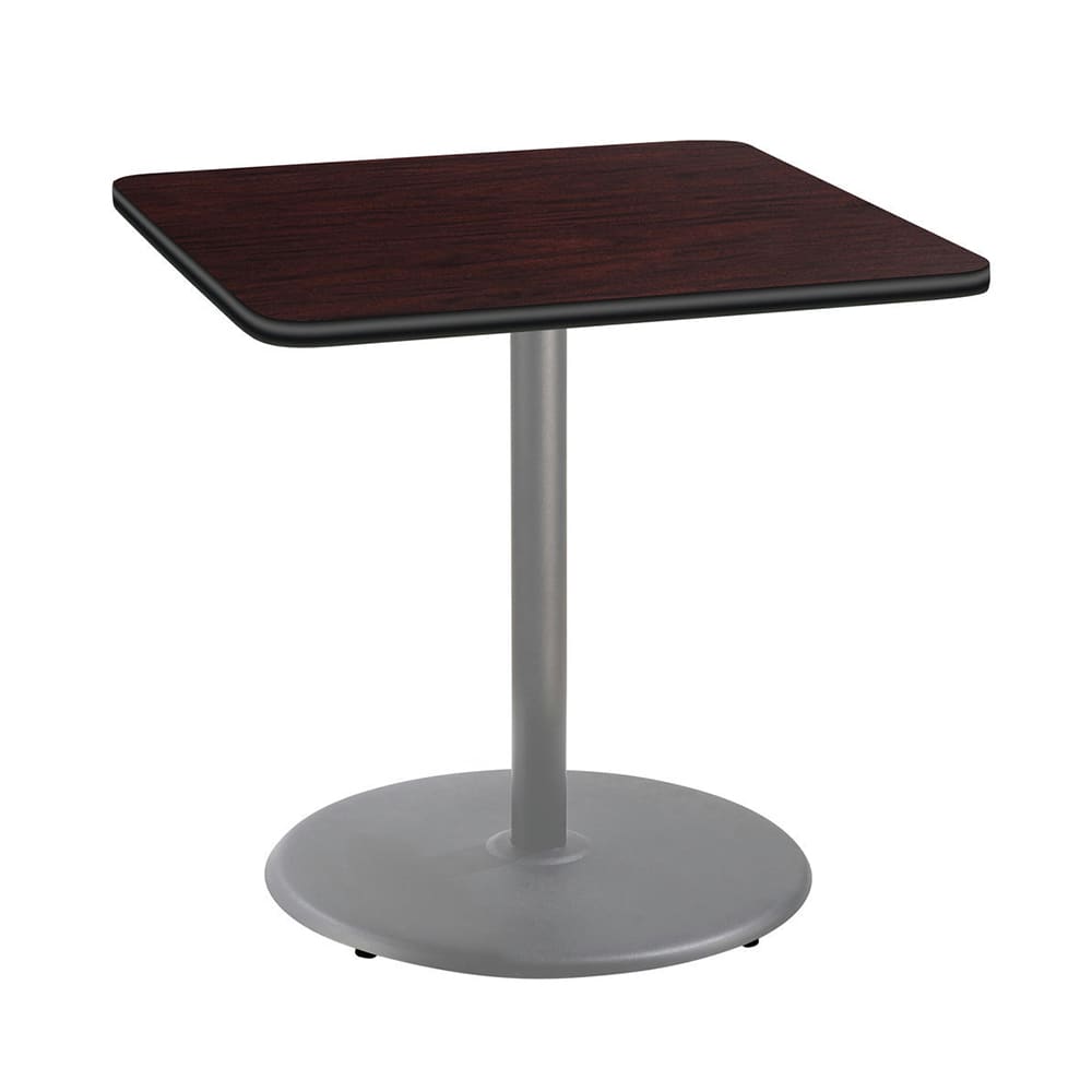 National Public Seating CTG33636RCPBTMMY 36" Square Counter Height Table - Mahogany Laminate Top, Steel Base