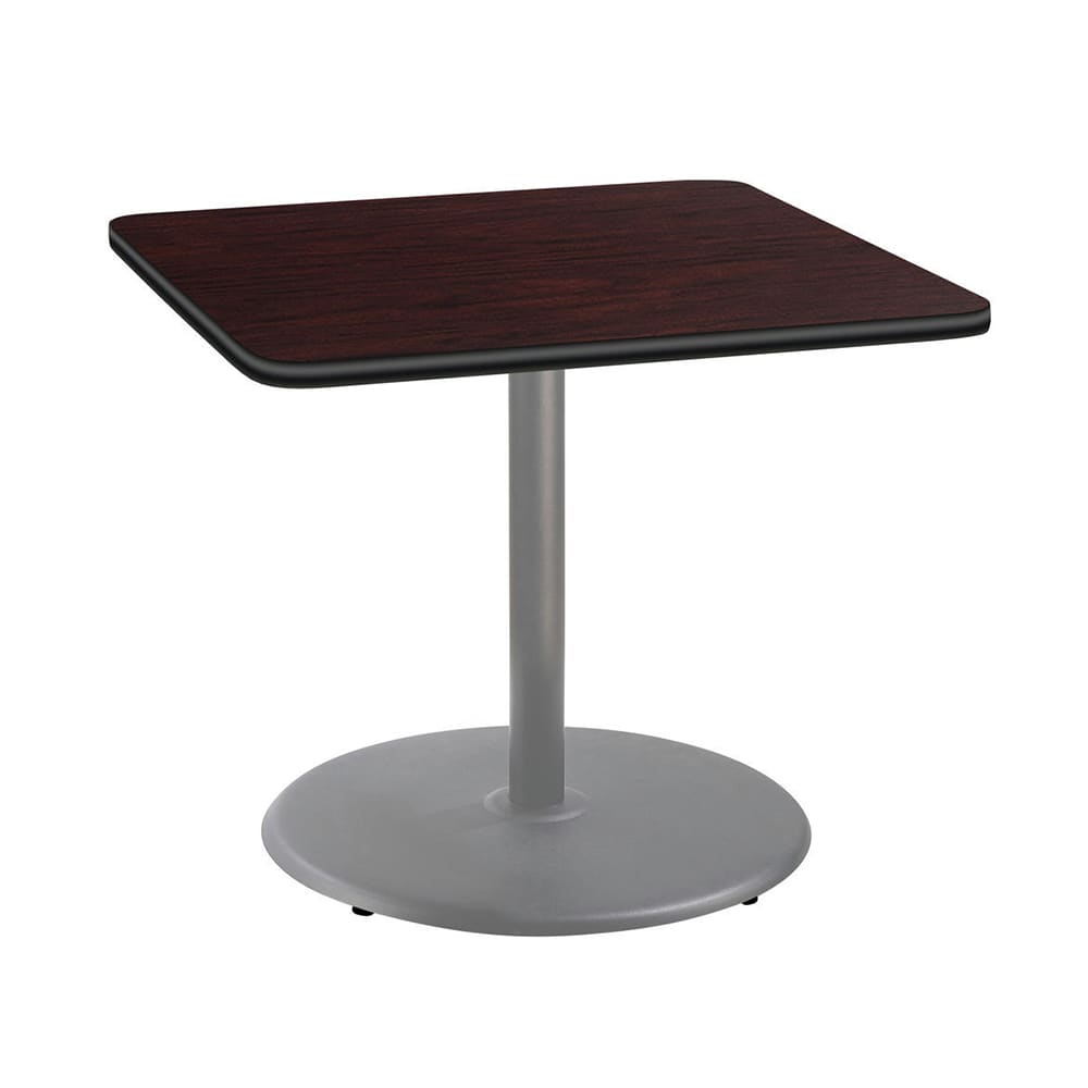 National Public Seating CTG33636RDPBTMMY 36" Square Dining Height Table - Mahogany Laminate Top, Steel Base