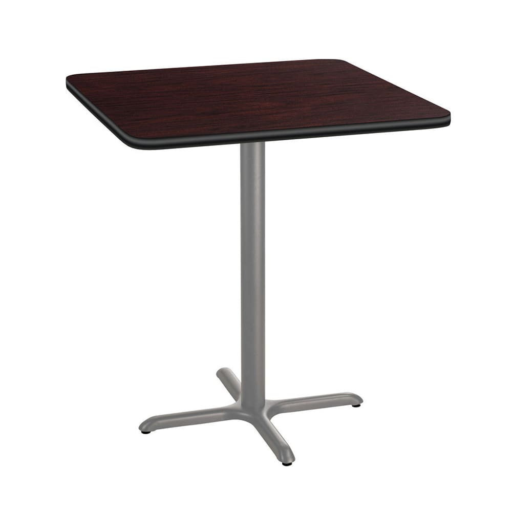 National Public Seating CTG33636XBPBTMMY 36" Square Bar Height Table - Mahogany Laminate Top, Steel Base