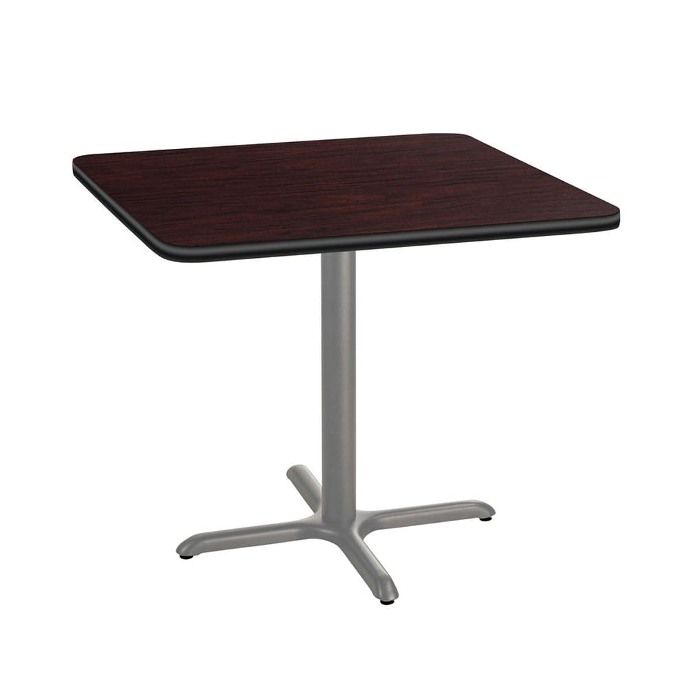 National Public Seating CTG33636XDPBTMMY 36" Square Dining Height Table - Mahogany Laminate Top, Steel Base