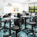 National Public Seating EDTC Mobile Student Desk w/ Adjustable Height - Black Steel Frame, Gray thumbnail 7