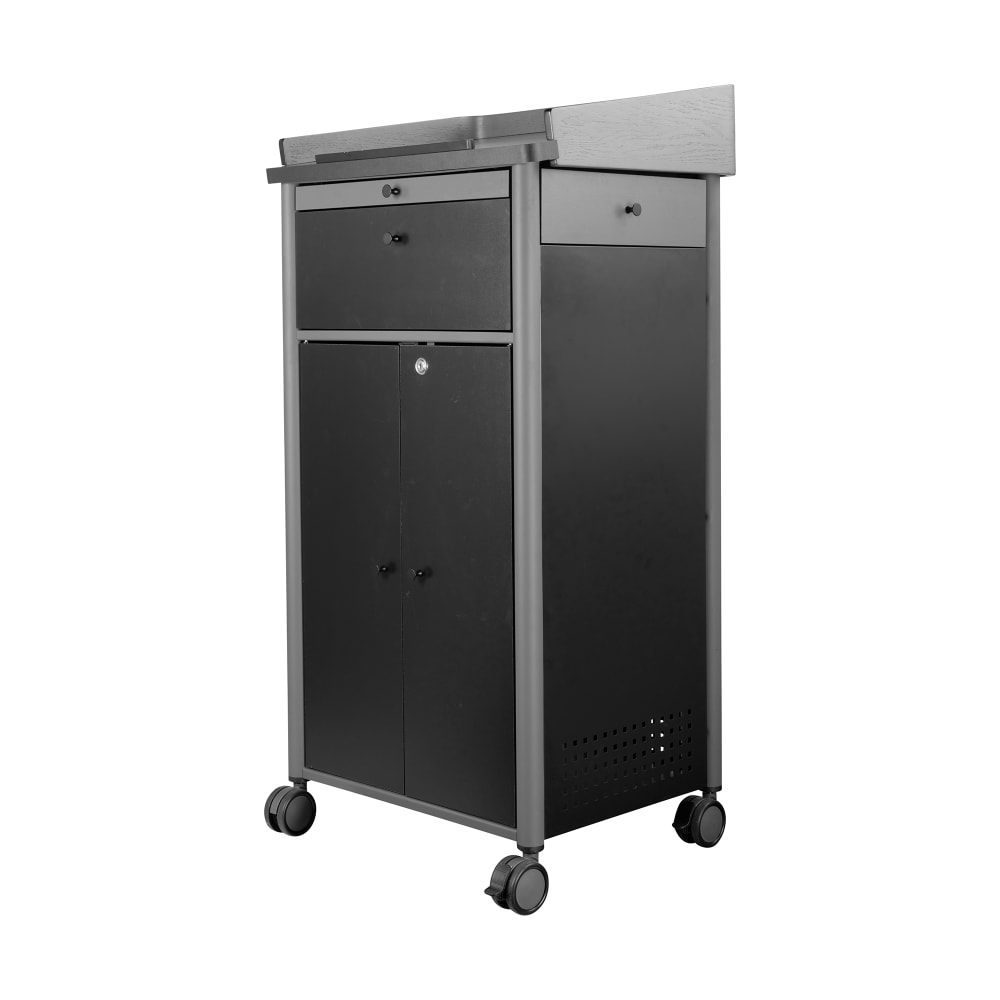 National Public Seating GSL Floor Lectern w/ (3) Shelves - 23 1/2" x 19 1/4" x 45 1/2", Steel, Charcoal