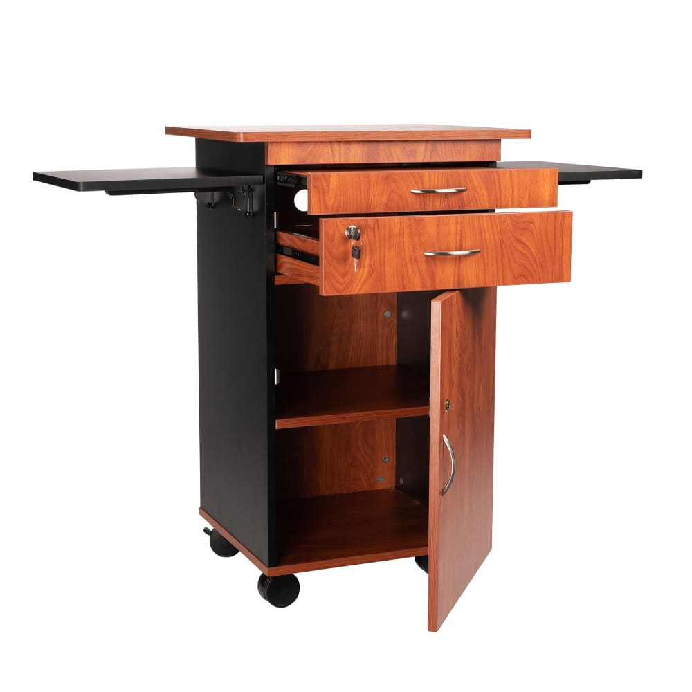National Public Seating MMC 38" 5 Level Multimedia Workstation w/ Locking Drawer - Laminate, Black/Cherry