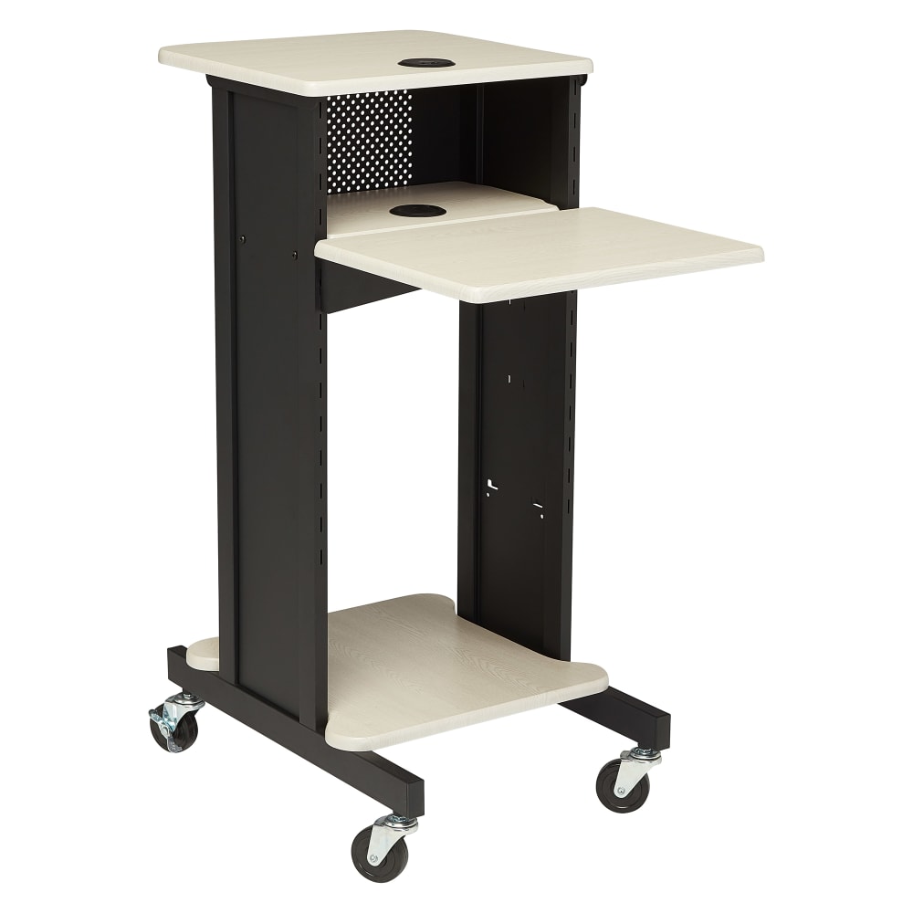 National Public Seating PRC200 40 1/2" 4 Level Presentation Station - Steel/Laminate, Black/Ivory