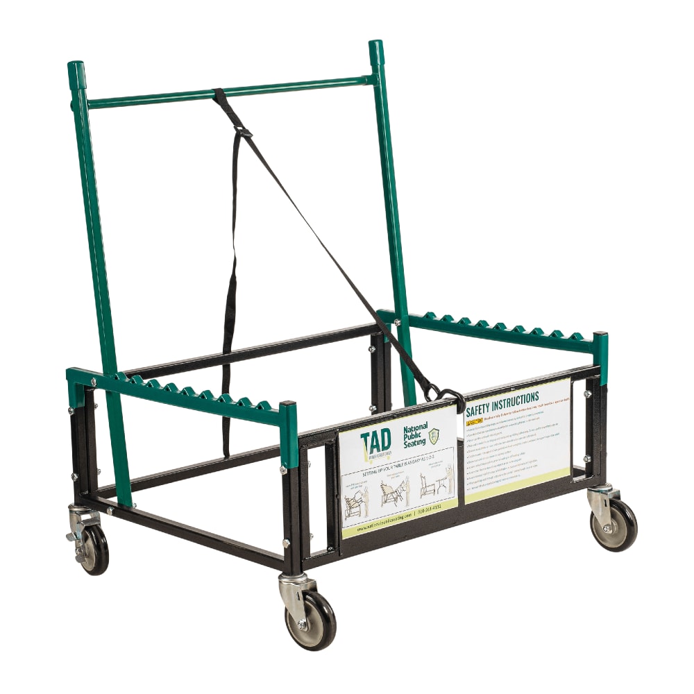 National Public Seating TAD Folding Table Dolly w/ (10) Plastic or (6) Wood Table Capacity - Steel, Green