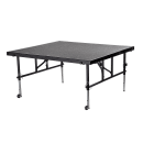 National Public Seating TFXS48481624C-02 Duel Height Stage w/ Carpeted Deck & Black Steel Frame - 4 ft x 4 ft x 16" to 24"H thumbnail 2