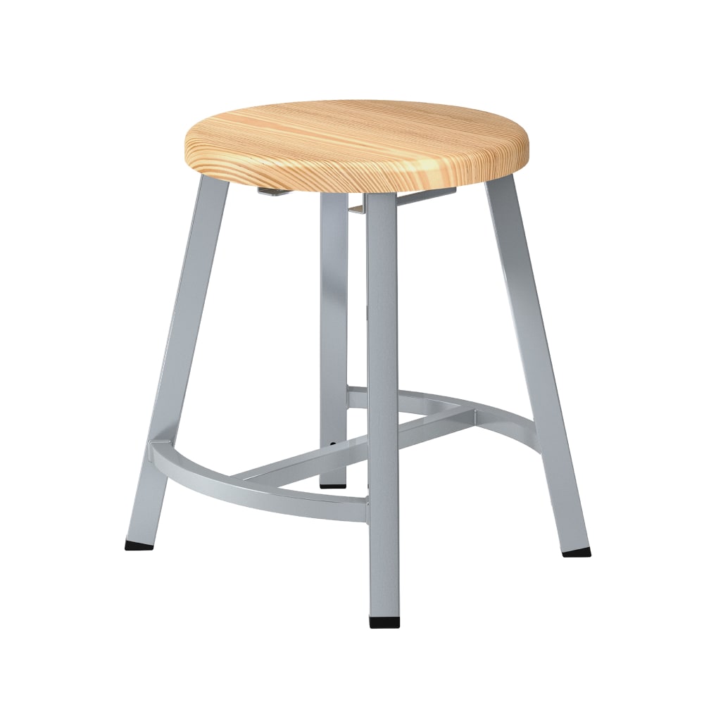 National Public Seating TTSG18-BB Round Backless Stool w/ Butcherblock Seat, Gray
