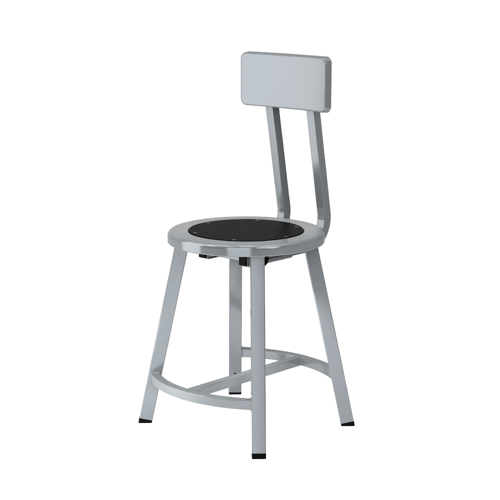 National Public Seating TTSG18B-S10 Round Stool w/ Solid Back & Black Steel Seat, Gray