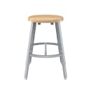 National Public Seating TTSG18H-BB Round Backless Stool w/ Butcherblock Seat, Gray thumbnail 2