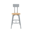 National Public Seating TTSG18HB-BB Round Stool w/ Solid Back & Butcherblock Seat, Gray thumbnail 2