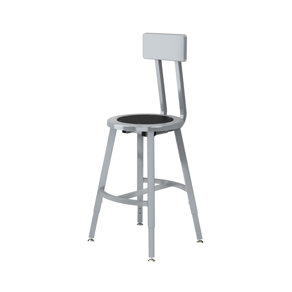 National Public Seating TTSG18HB-S10 Round Stool w/ Solid Back & Black Steel Seat, Gray