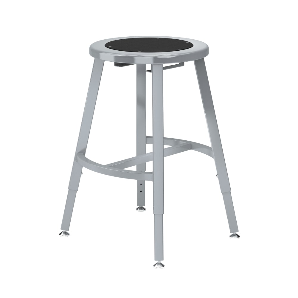 National Public Seating TTSG18H-S10 Round Backless Stool w/ Black Steel Seat, Gray