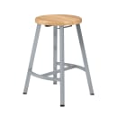 National Public Seating TTSG24-BB Round Backless Stool w/ Butcherblock Seat, Gray thumbnail 2
