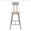 National Public Seating TTSG24B-BB Round Stool w/ Solid Back & Butcherblock Seat, Gray thumbnail 2
