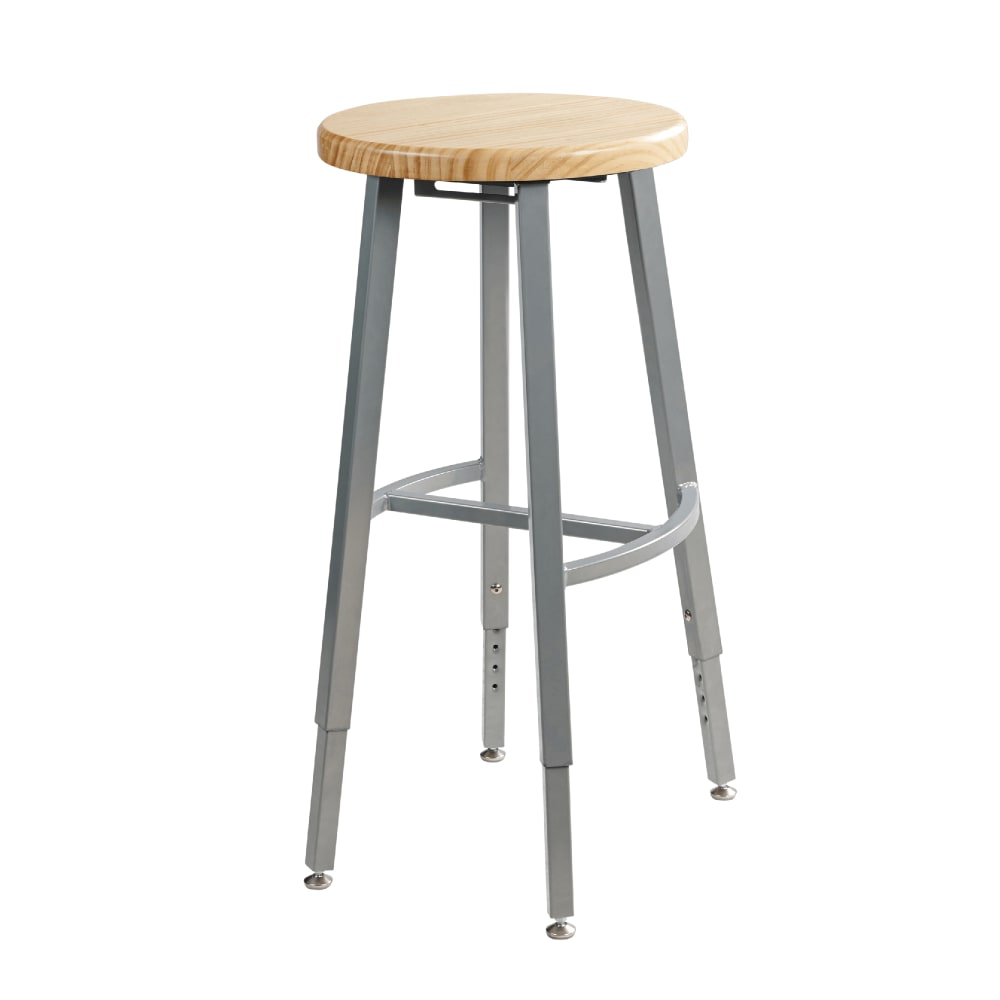 National Public Seating TTSG24H-BB Round Backless Stool w/ Butcherblock Seat, Gray