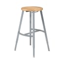 National Public Seating TTSG24H-BB Round Backless Stool w/ Butcherblock Seat, Gray thumbnail 2