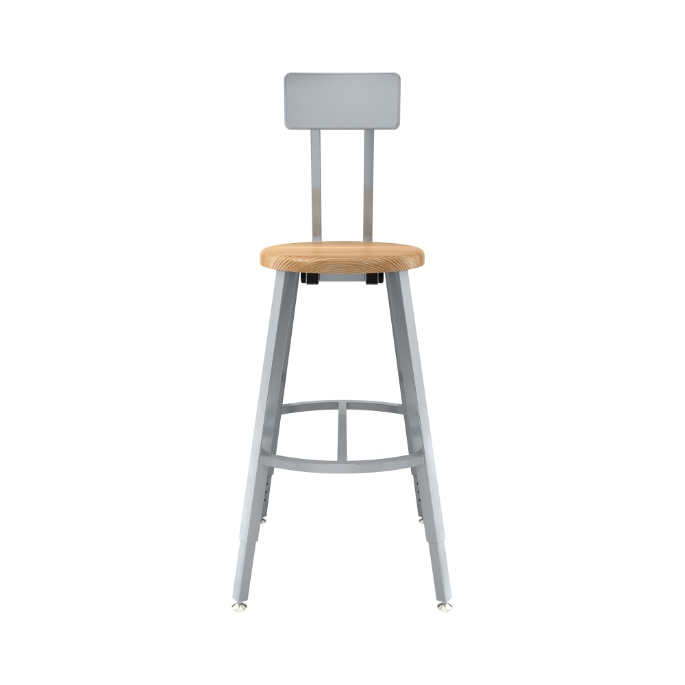 National Public Seating TTSG24HB-BB Round Stool w/ Solid Back & Butcherblock Seat, Gray