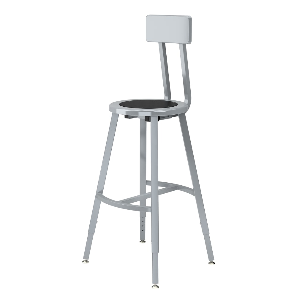 National Public Seating TTSG24HB-S10 Round Stool w/ Solid Back & Black Steel Seat, Gray