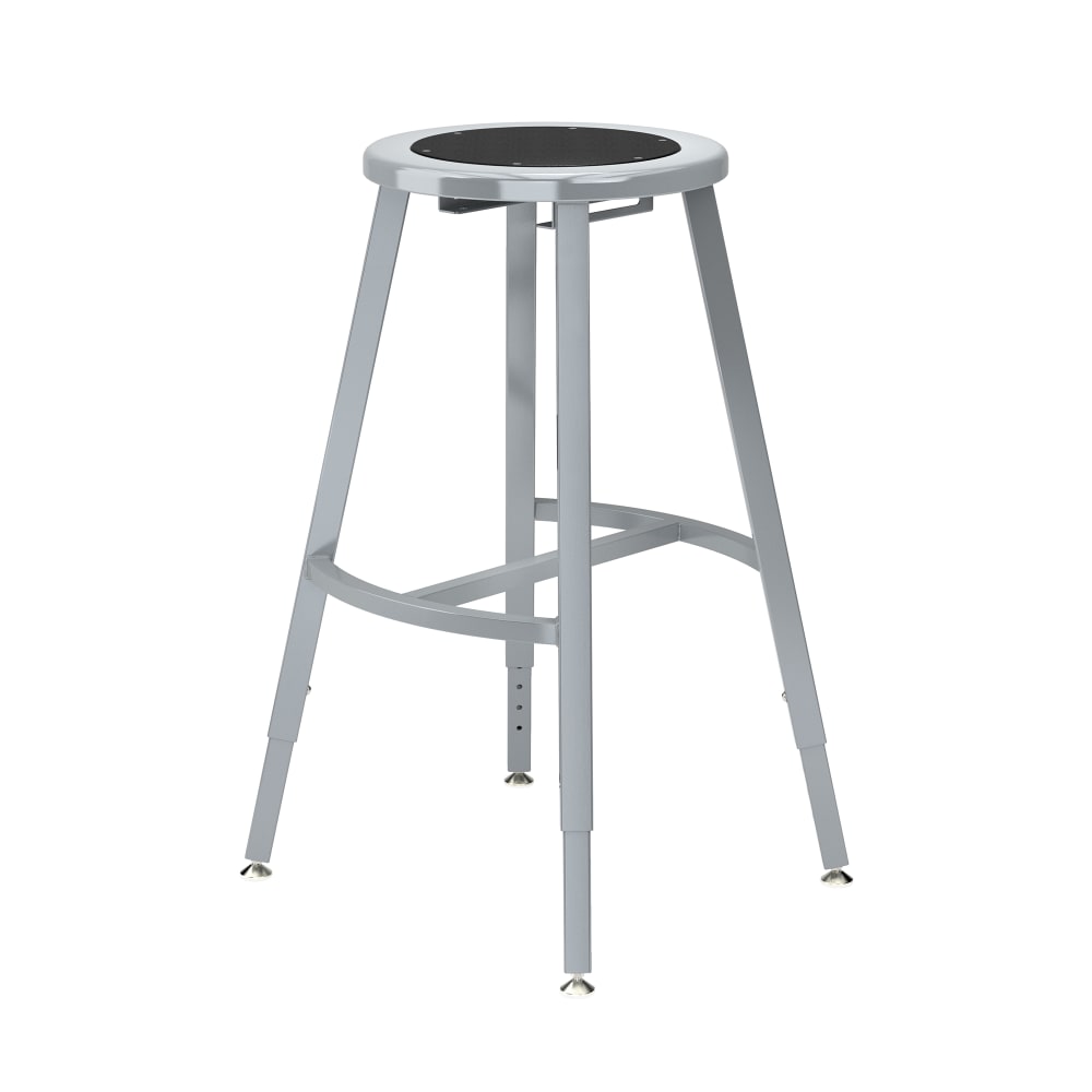 National Public Seating TTSG24H-S10 Round Backless Stool w/ Black Steel Seat, Gray