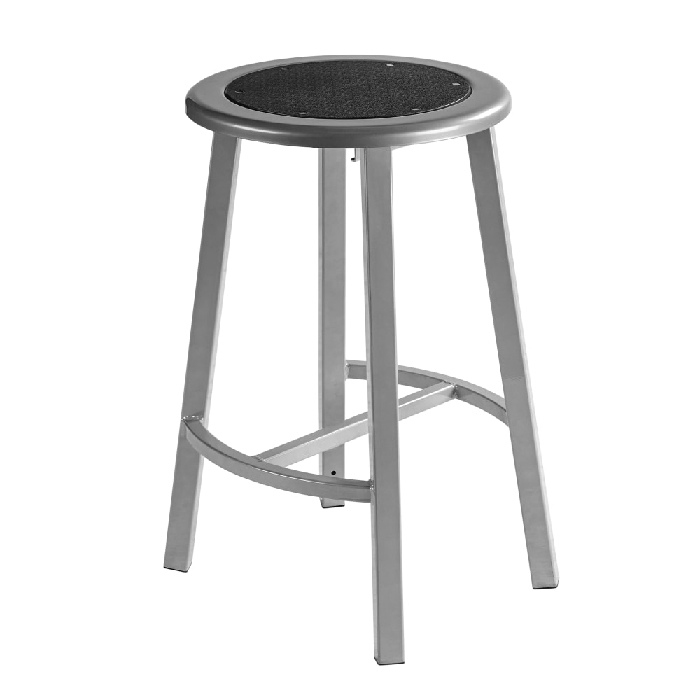 National Public Seating TTSG24-S10 Round Backless Stool w/ Black Steel Seat, Gray