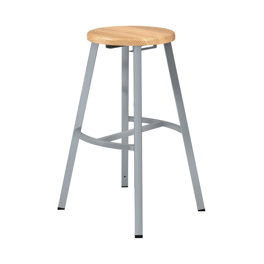 National Public Seating TTSG30-BB Round Backless Stool w/ Butcherblock Seat, Gray