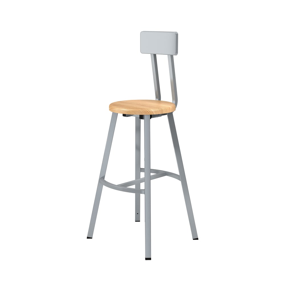 National Public Seating TTSG30B-BB Round Stool w/ Solid Back & Butcherblock Seat, Gray