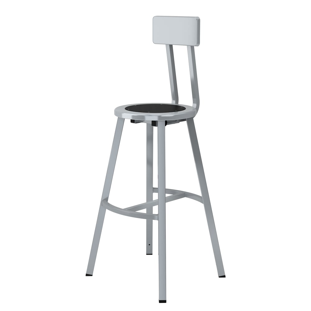 National Public Seating TTSG30B-S10 Round Stool w/ Solid Back & Black Steel Seat, Gray