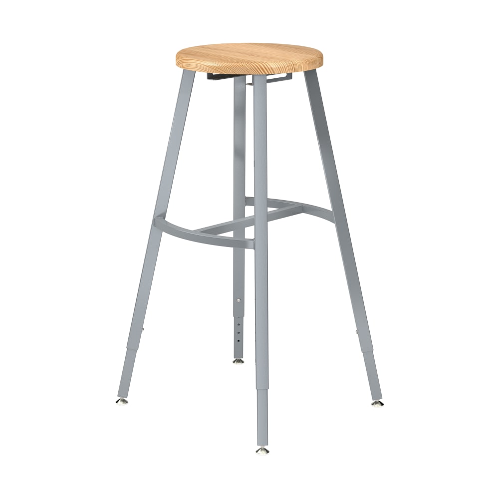 National Public Seating TTSG30H-BB Round Backless Stool w/ Butcherblock Seat, Gray