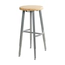 National Public Seating TTSG30H-BB Round Backless Stool w/ Butcherblock Seat, Gray thumbnail 2