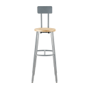 National Public Seating TTSG30HB-BB Round Stool w/ Solid Back & Butcherblock Seat, Gray thumbnail 2