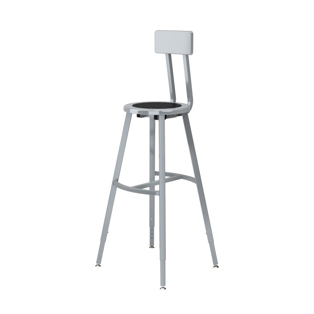 National Public Seating TTSG30HB-S10 Round Stool w/ Solid Back & Black Steel Seat, Gray