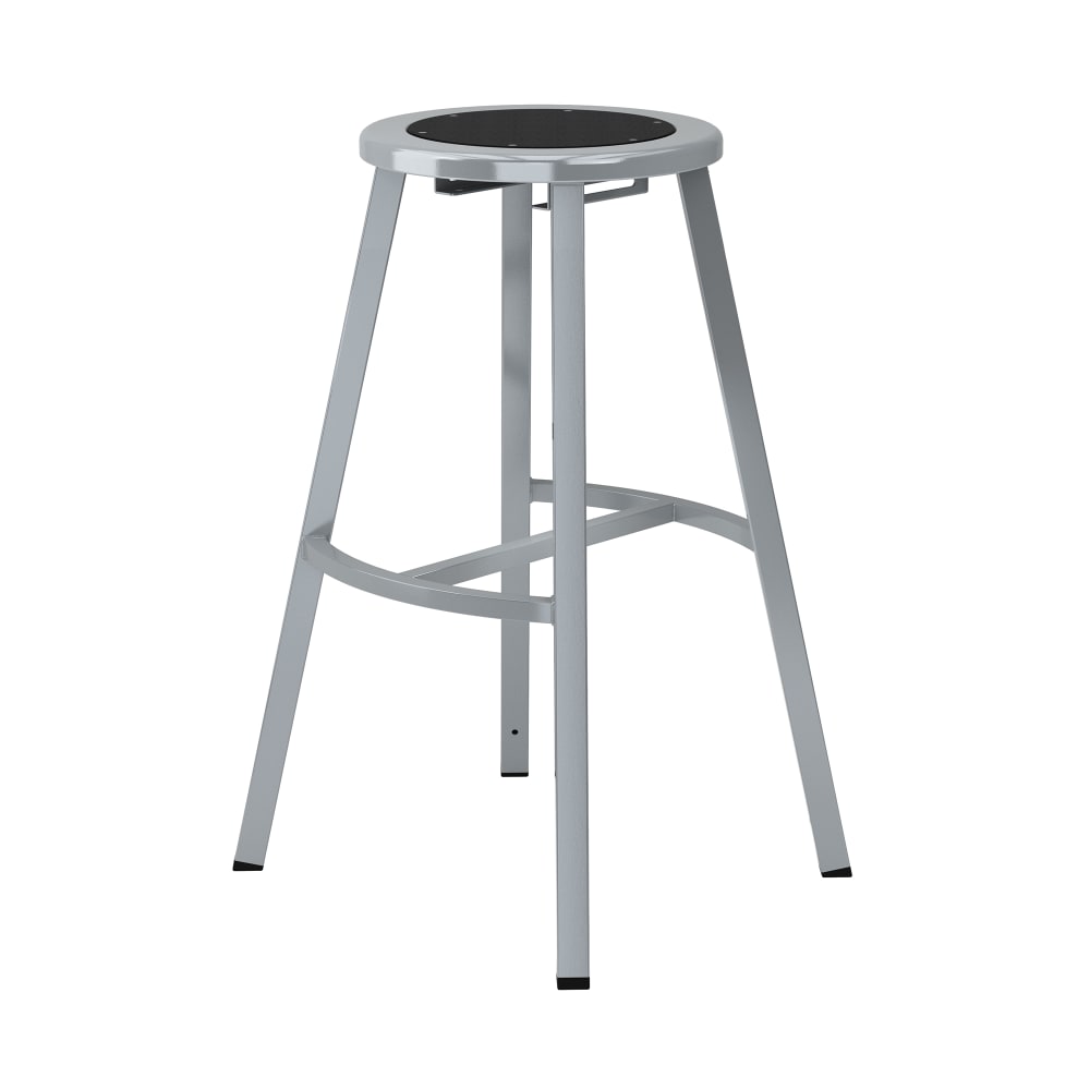 National Public Seating TTSG30-S10 Round Backless Stool w/ Black Steel Seat, Gray