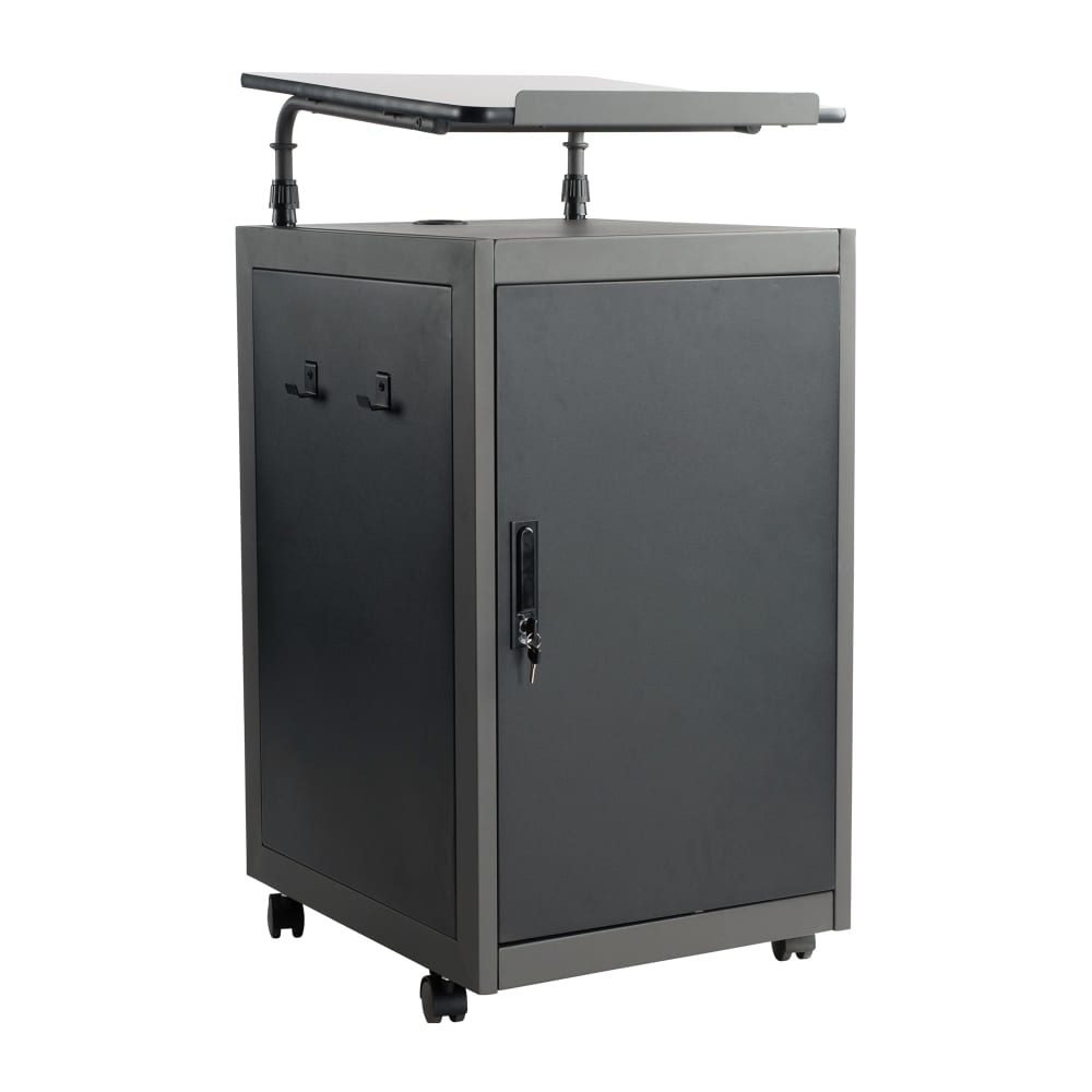 National Public Seating TWPL Floor Lectern w/ (3) Shelves - 24" x 20" x 46", Charcoal Slate