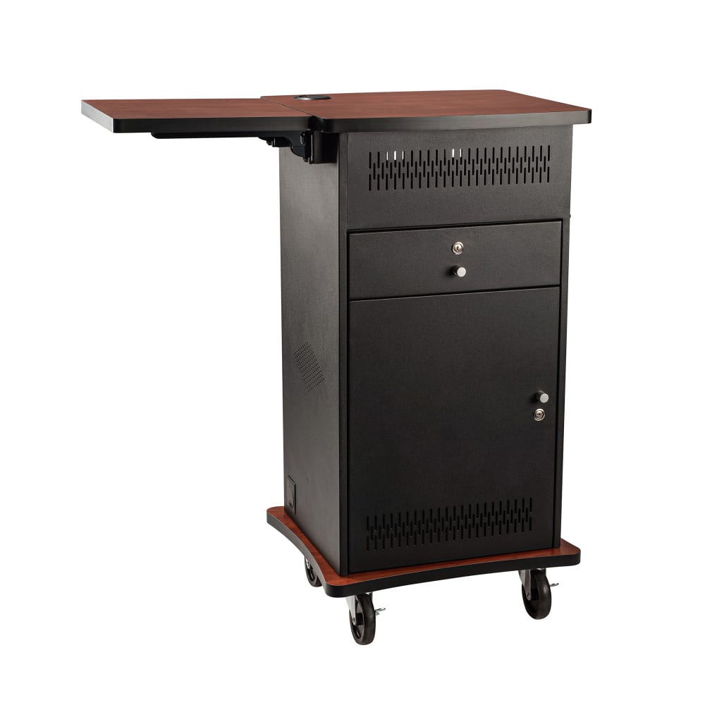 National Public Seating WZD 40" 4 Level Presentation Station - Steel/Laminate, Black/Cherry Wood