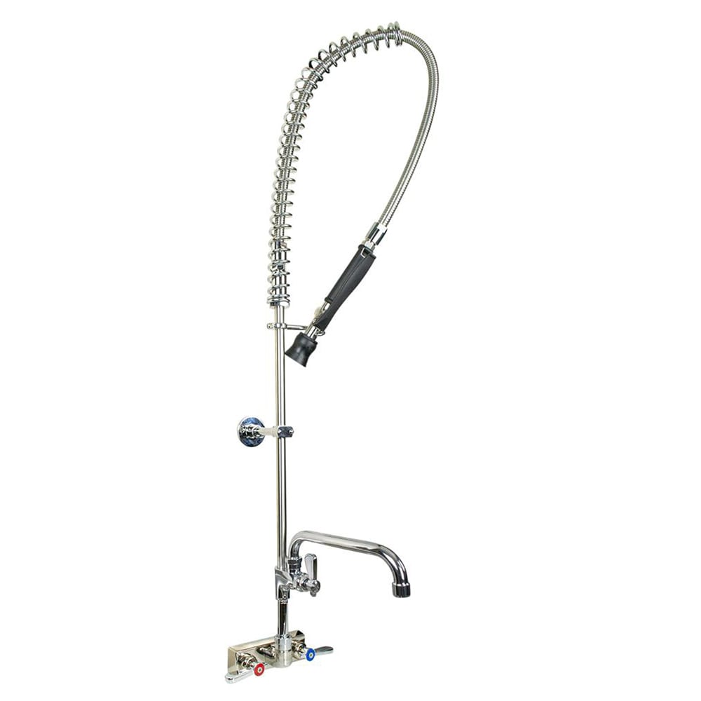 BK Resources EVO-4SMPR-AF12 Splash Mount Pre Rinse Assembly w/ 12" Swing Spout Faucet - 4" Centers