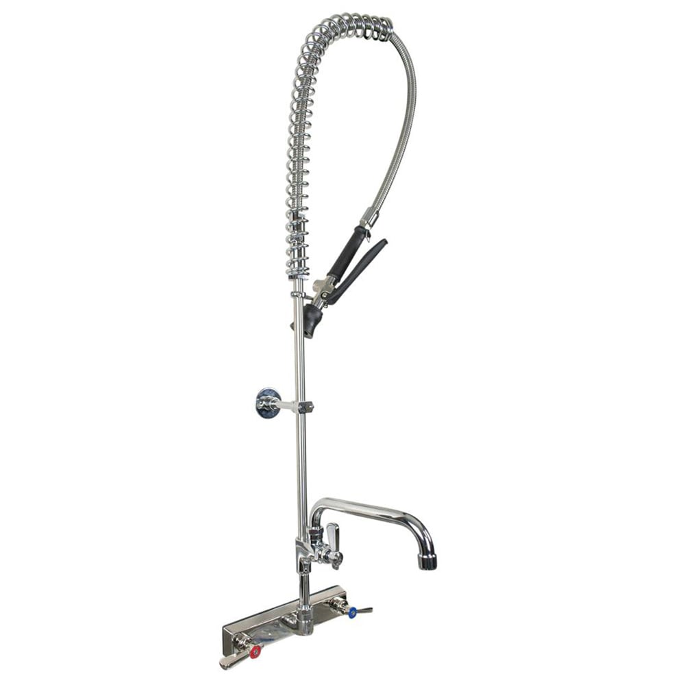 BK Resources EVO-8SMPR-AF12 Splash Mount Pre Rinse Assembly w/ 12" Swing Spout Faucet - 8" Centers