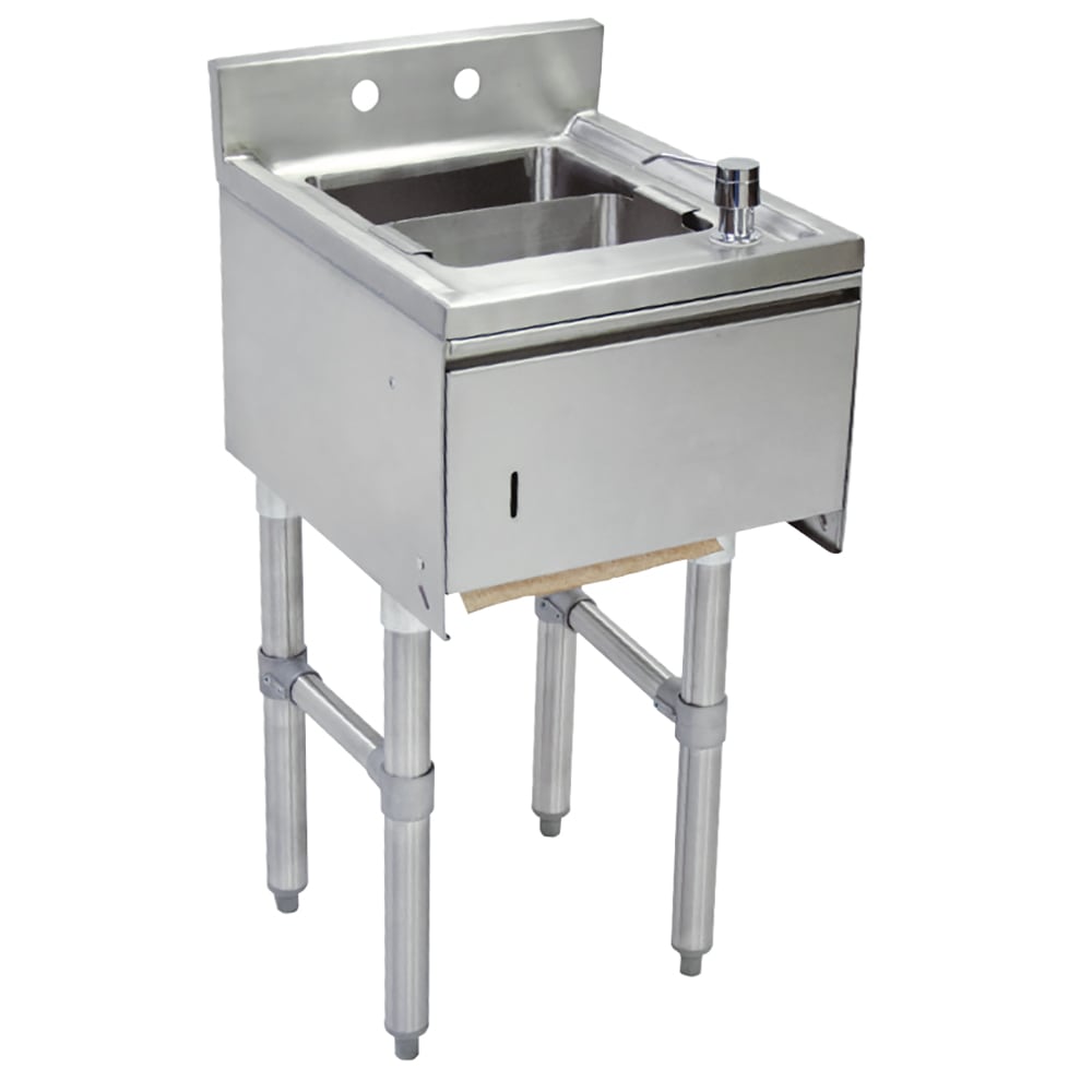 BK Resources UB4-21-1012HST-12-PG 12 1/2"W Underbar Dump Sink w/ 12"L x 12"W Bowl - Open Base, Stainless Steel