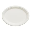 Fineline Oval Disposable Plate - 10 1/4" x 7 3/4", Baggase, White (43OP107) thumbnail 2