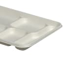 Fineline Rectangular Disposable Tray w/ (6) Compartments - 12 7/10" x 8 7/10" , Bagasse, White (43RCT128S6) thumbnail 5